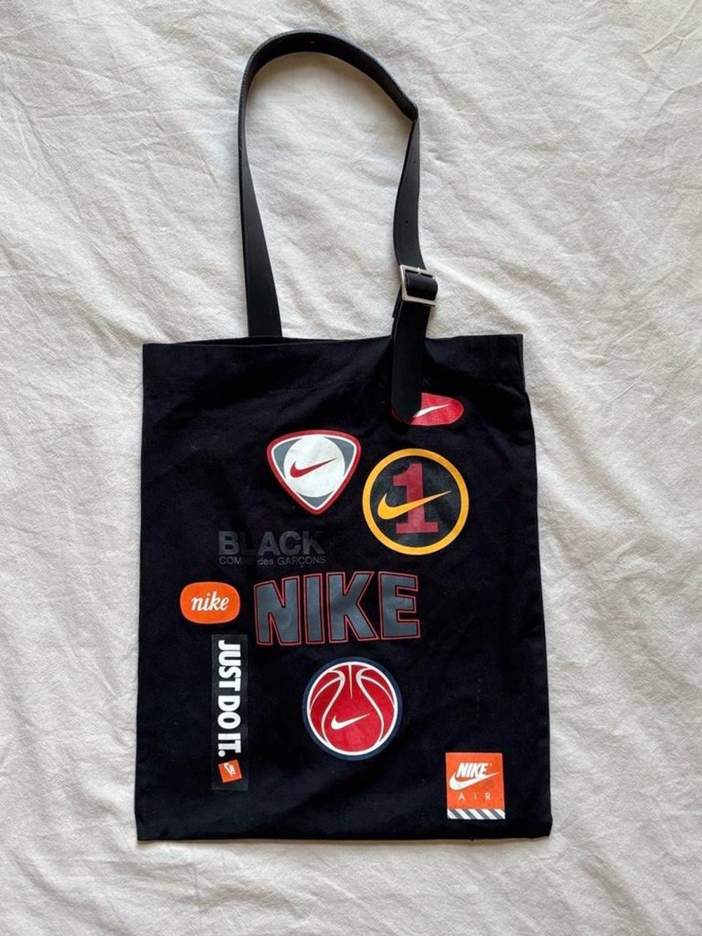Comme des Garçons Black x Nike Logo Print Tote Bag